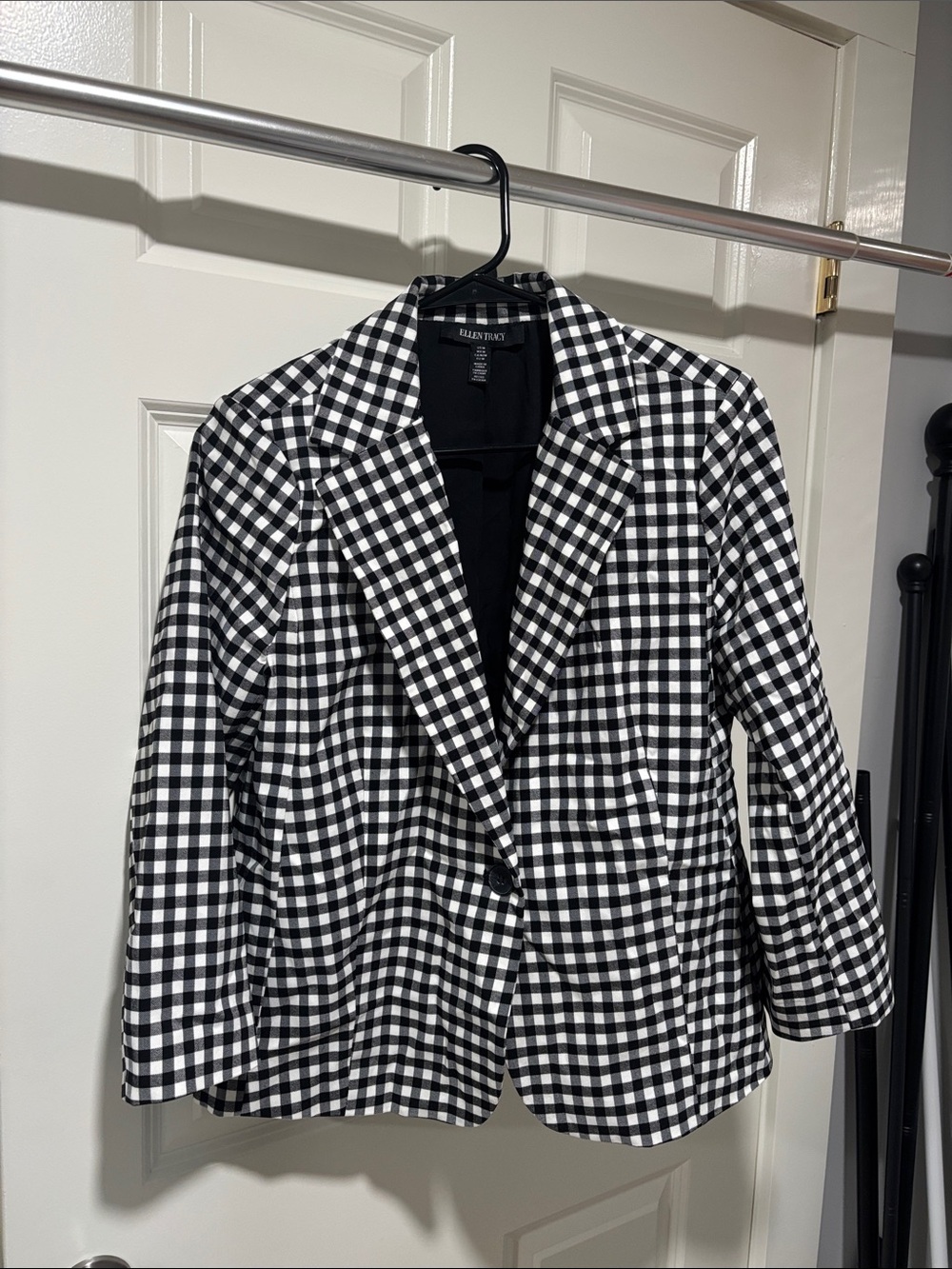 Ellen Tracy Black and White Gingham Blazer